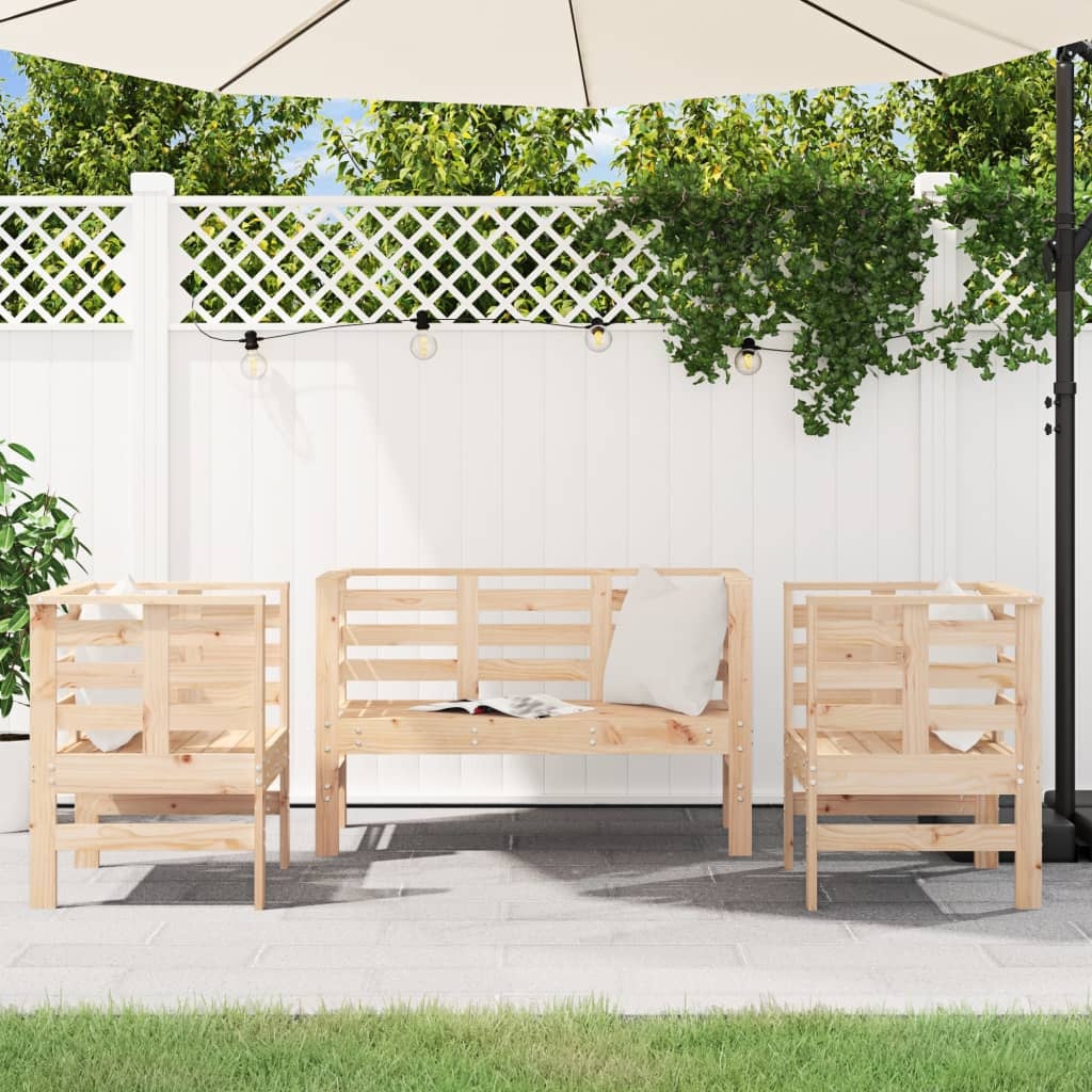 VidaXL 3-delige Loungeset massief grenenhout