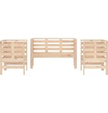 VidaXL 3-delige Loungeset massief grenenhout