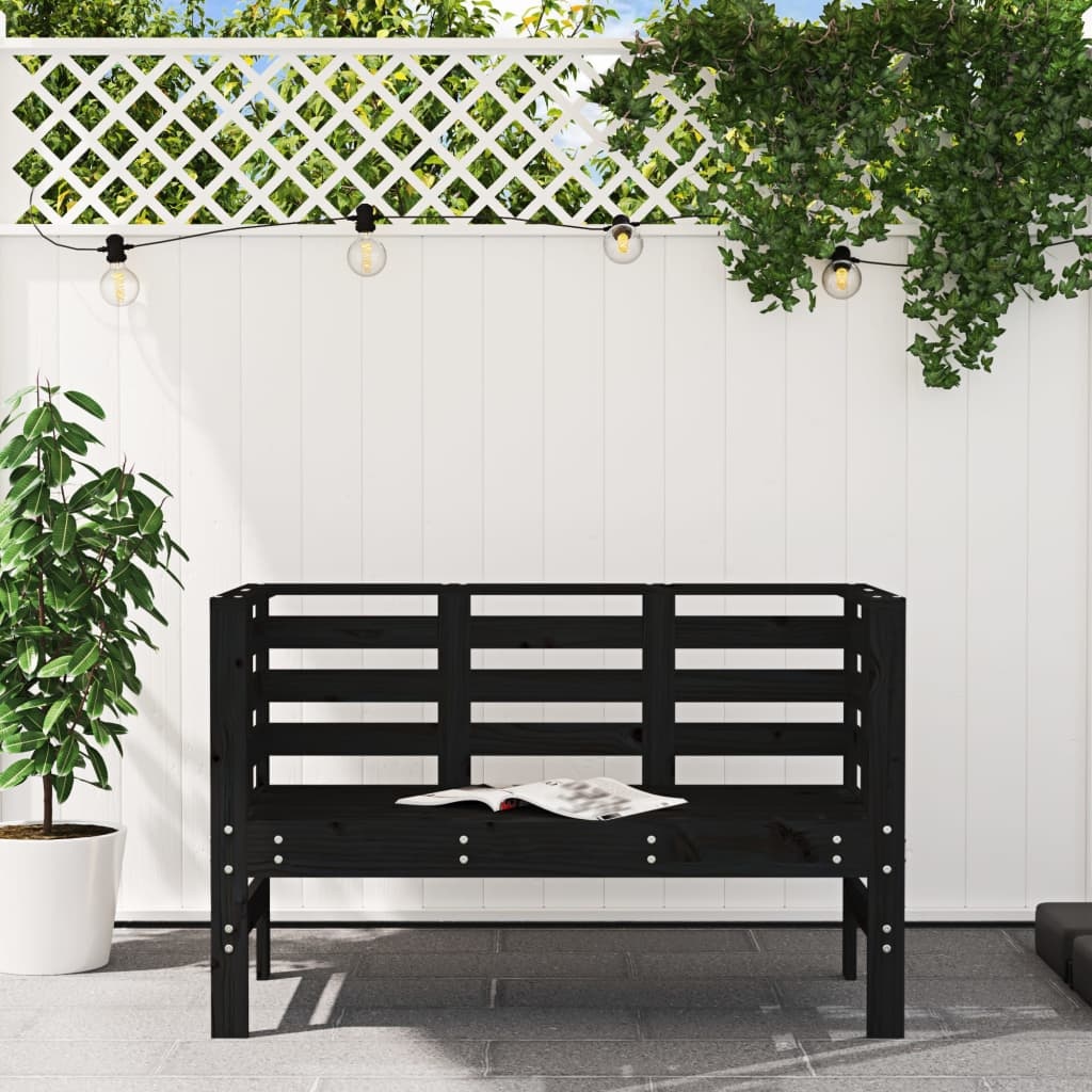 VidaXL Tuinbankje 111,5x53x71 cm massief grenenhout zwart