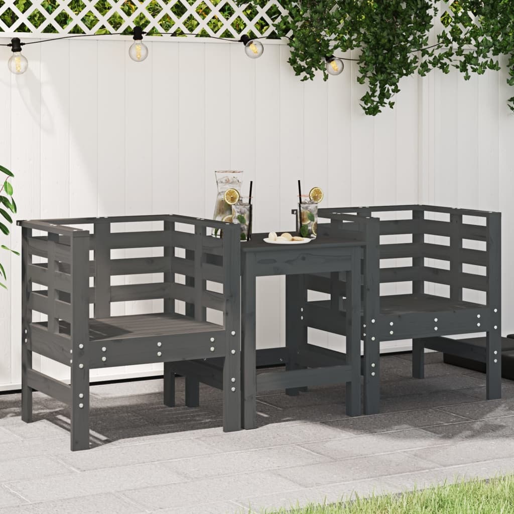 VidaXL Tuinstoelen 2 st 61,5x53x71 cm massief grenenhout grijs