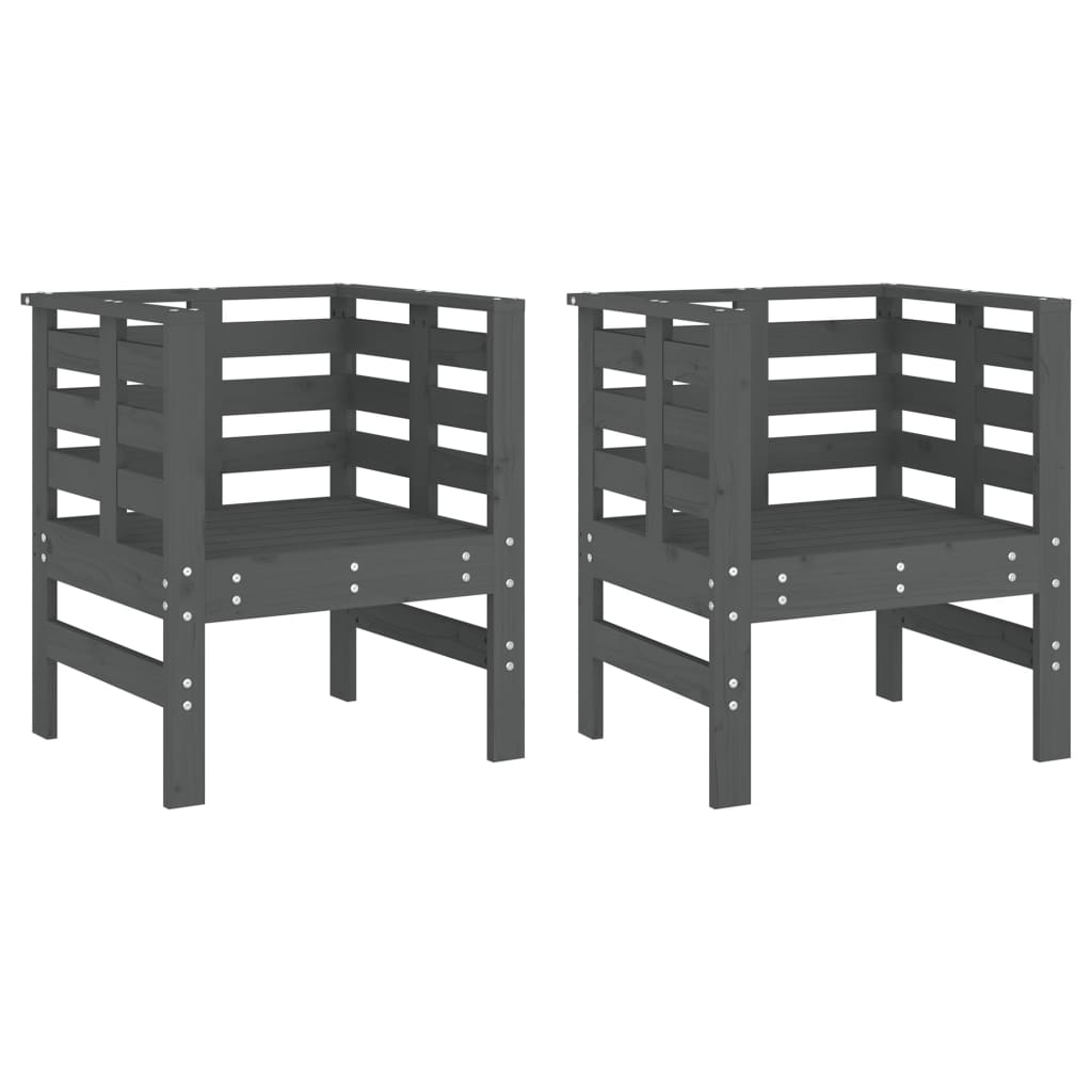 VidaXL Tuinstoelen 2 st 61,5x53x71 cm massief grenenhout grijs