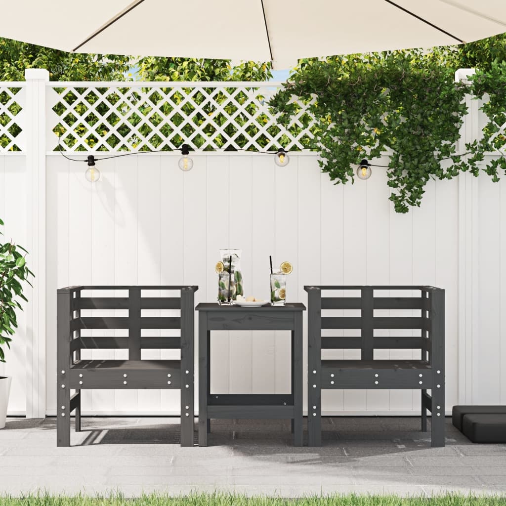 VidaXL Tuinstoelen 2 st 61,5x53x71 cm massief grenenhout grijs