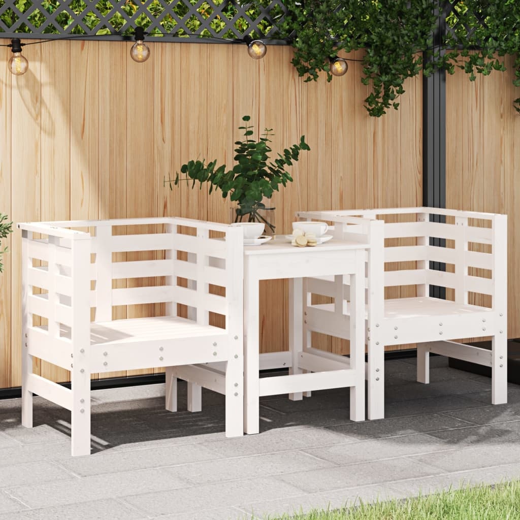 VidaXL Tuinstoelen 2 st 61,5x53x71 cm massief grenenhout wit