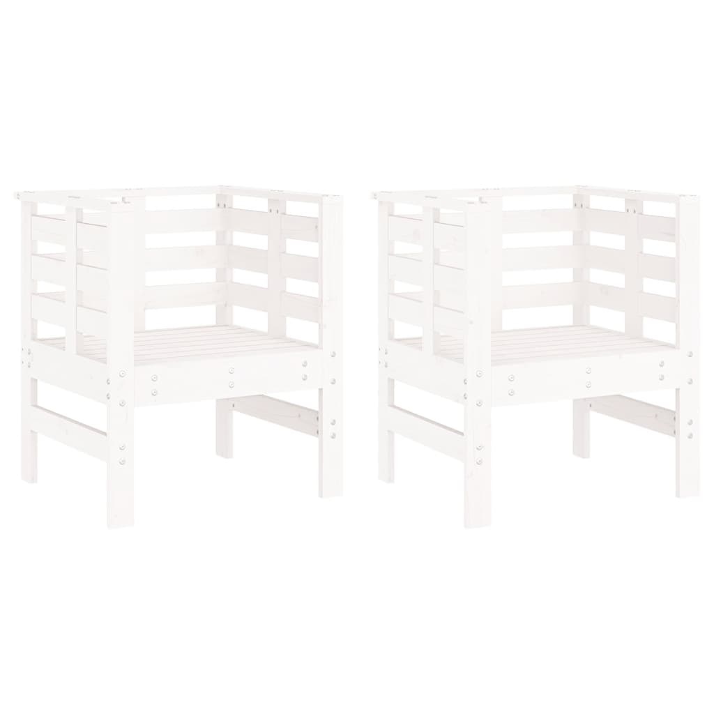 VidaXL Tuinstoelen 2 st 61,5x53x71 cm massief grenenhout wit