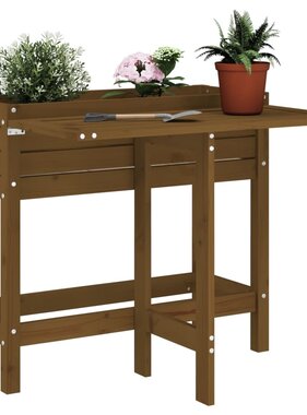 VidaXL Plantenbak met inklapbaar tafelblad grenenhout honingbruin