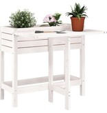 VidaXL Plantenbak met inklapbaar tafelblad massief grenenhout wit