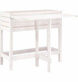 VidaXL Plantenbak met inklapbaar tafelblad massief grenenhout wit
