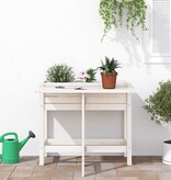 vidaXL Plantenbak met inklapbaar tafelblad massief grenenhout wit