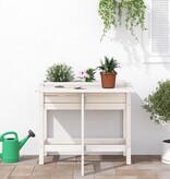 VidaXL Plantenbak met inklapbaar tafelblad massief grenenhout wit