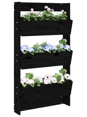 VidaXL Plantenbak wandmontage 3-laags 60x18,5x110 cm grenenhout zwart