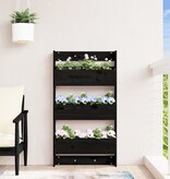 VidaXL Plantenbak wandmontage 3-laags 60x18,5x110 cm grenenhout zwart