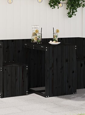 VidaXL Balkonset 2-zits massief grenenhout zwart