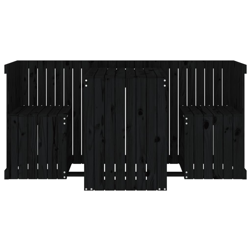 VidaXL Balkonset 2-zits massief grenenhout zwart