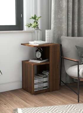 VidaXL Bijzettafel 36x30x56 cm bewerkt hout bruin eikenkleur