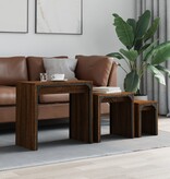 VidaXL 3-delige Tafeltjesset bewerkt hout bruin eikenkleur