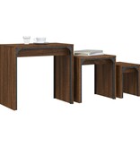 VidaXL 3-delige Tafeltjesset bewerkt hout bruin eikenkleur