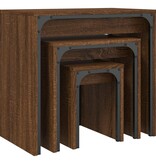VidaXL 3-delige Tafeltjesset bewerkt hout bruin eikenkleur