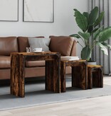 VidaXL 3-delige Tafeltjesset bewerkt hout gerookt eikenkleurig
