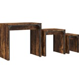 VidaXL 3-delige Tafeltjesset bewerkt hout gerookt eikenkleurig