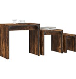 VidaXL 3-delige Tafeltjesset bewerkt hout gerookt eikenkleurig