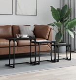 VidaXL 3-delige Tafeltjesset bewerkt hout zwart