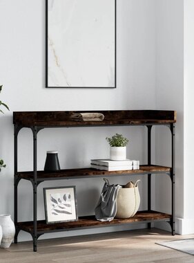 VidaXL Wandtafel met schappen 100x30x80 cm gerookt eikenkleurig