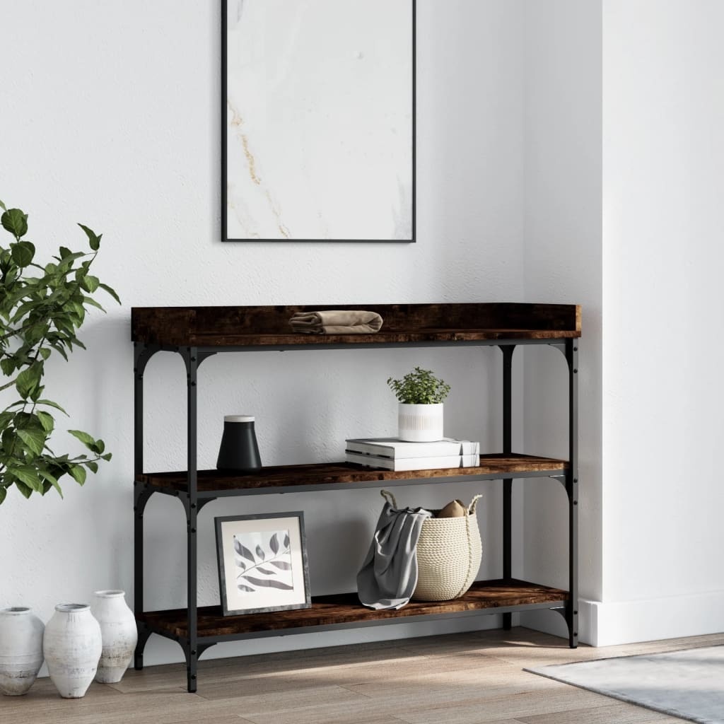 VidaXL Wandtafel met schappen 100x30x80 cm gerookt eikenkleurig