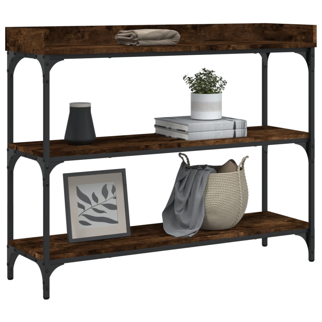 VidaXL Wandtafel met schappen 100x30x80 cm gerookt eikenkleurig
