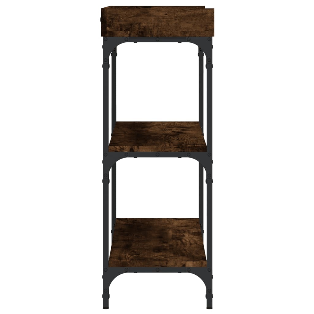 VidaXL Wandtafel met schappen 100x30x80 cm gerookt eikenkleurig