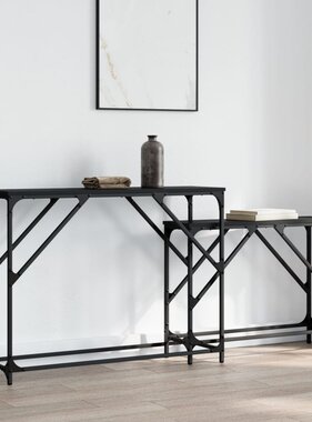 VidaXL 2-delige Tafeltjesset bewerkt hout zwart