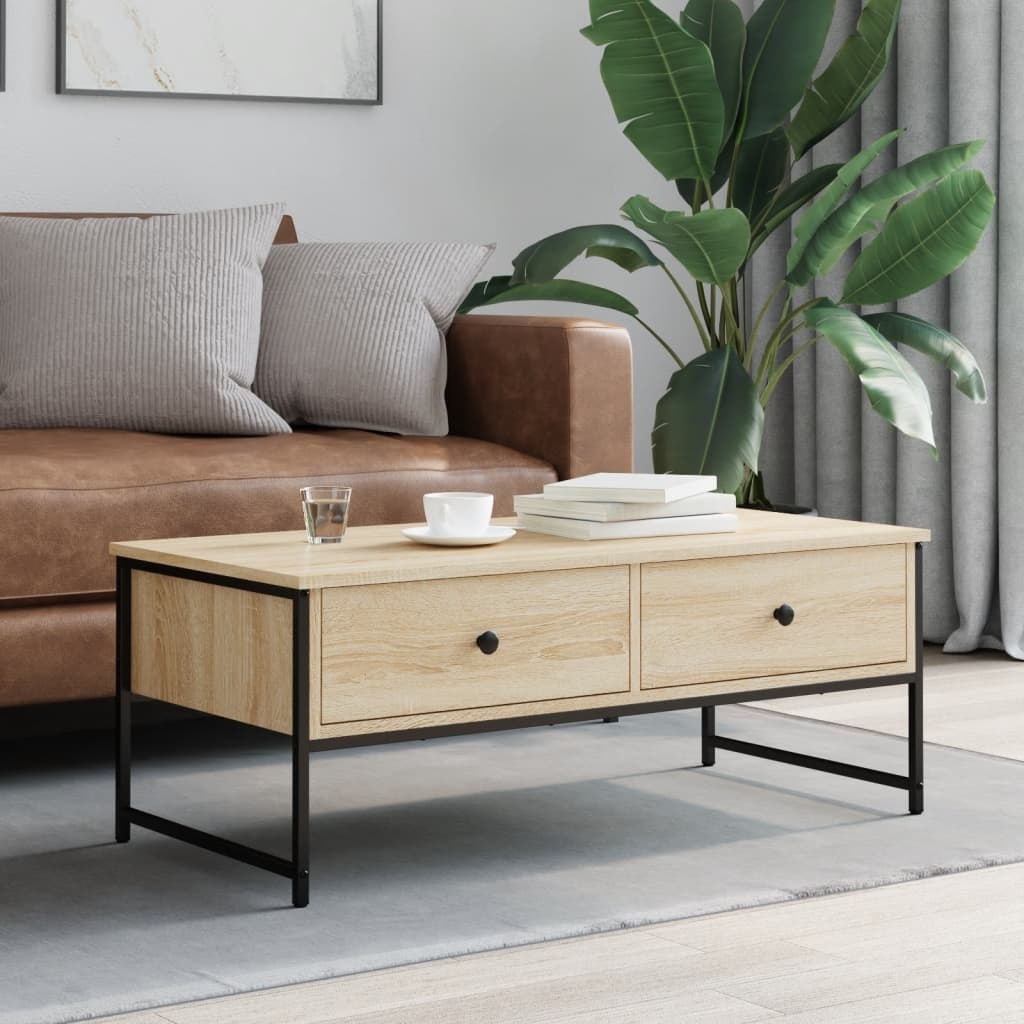 VidaXL Salontafel 101x49x39,5 cm bewerkt hout sonoma eikenkleurig