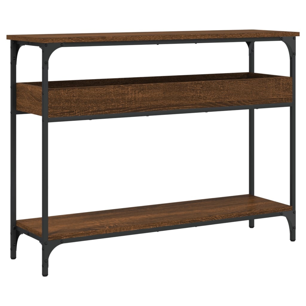 VidaXL Wandtafel met schap 100x29x75 cm bewerkt hout bruineikenkleurig