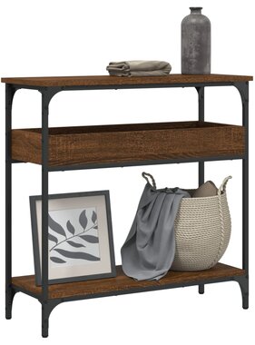 VidaXL Wandtafel met schap 75x29x75 cm bewerkt hout bruineikenkleurig