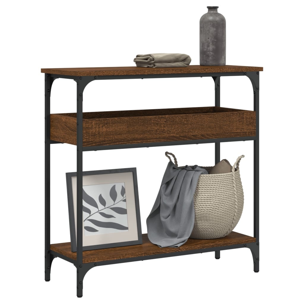 VidaXL Wandtafel met schap 75x29x75 cm bewerkt hout bruineikenkleurig