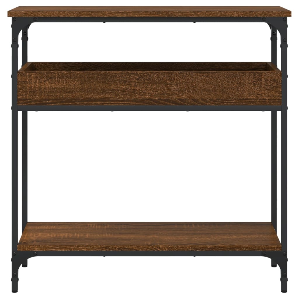 VidaXL Wandtafel met schap 75x29x75 cm bewerkt hout bruineikenkleurig