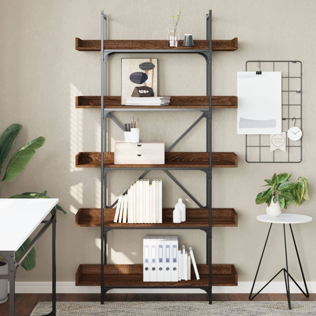 VidaXL Boekenkast 5-laags 100x33x180,5 cm bewerkt hout bruineikenkleur