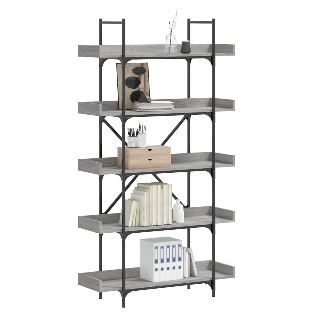 VidaXL Boekenkast 5-laags 100x33x180,5 cm bewerkt hout grijs sonoma