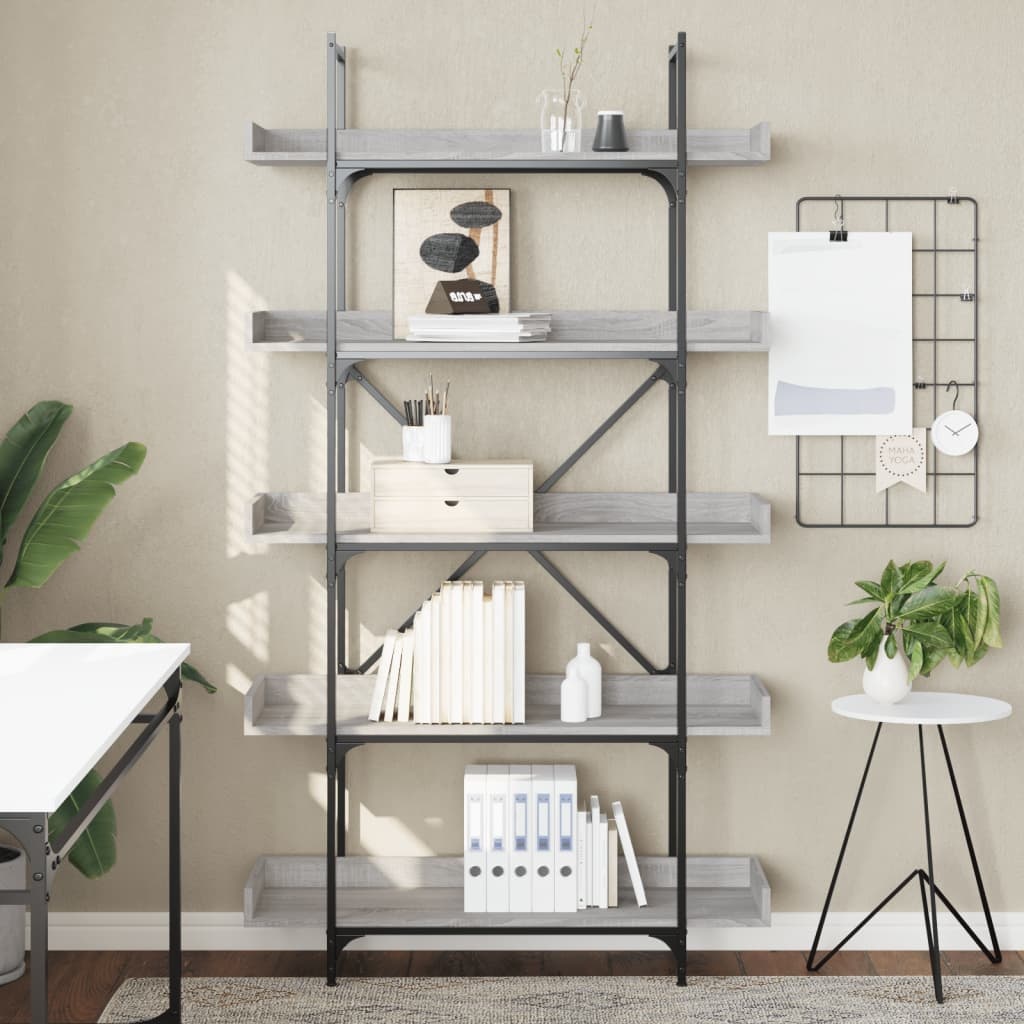 VidaXL Boekenkast 5-laags 100x33x180,5 cm bewerkt hout grijs sonoma