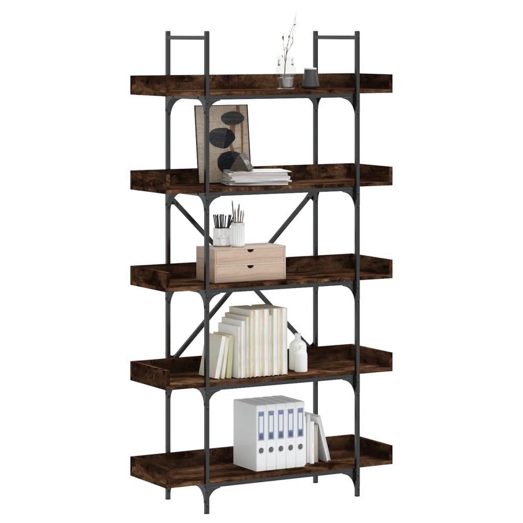 VidaXL Boekenkast 5-laags 100x33x180,5 cm bewerkt hout gerookt eiken