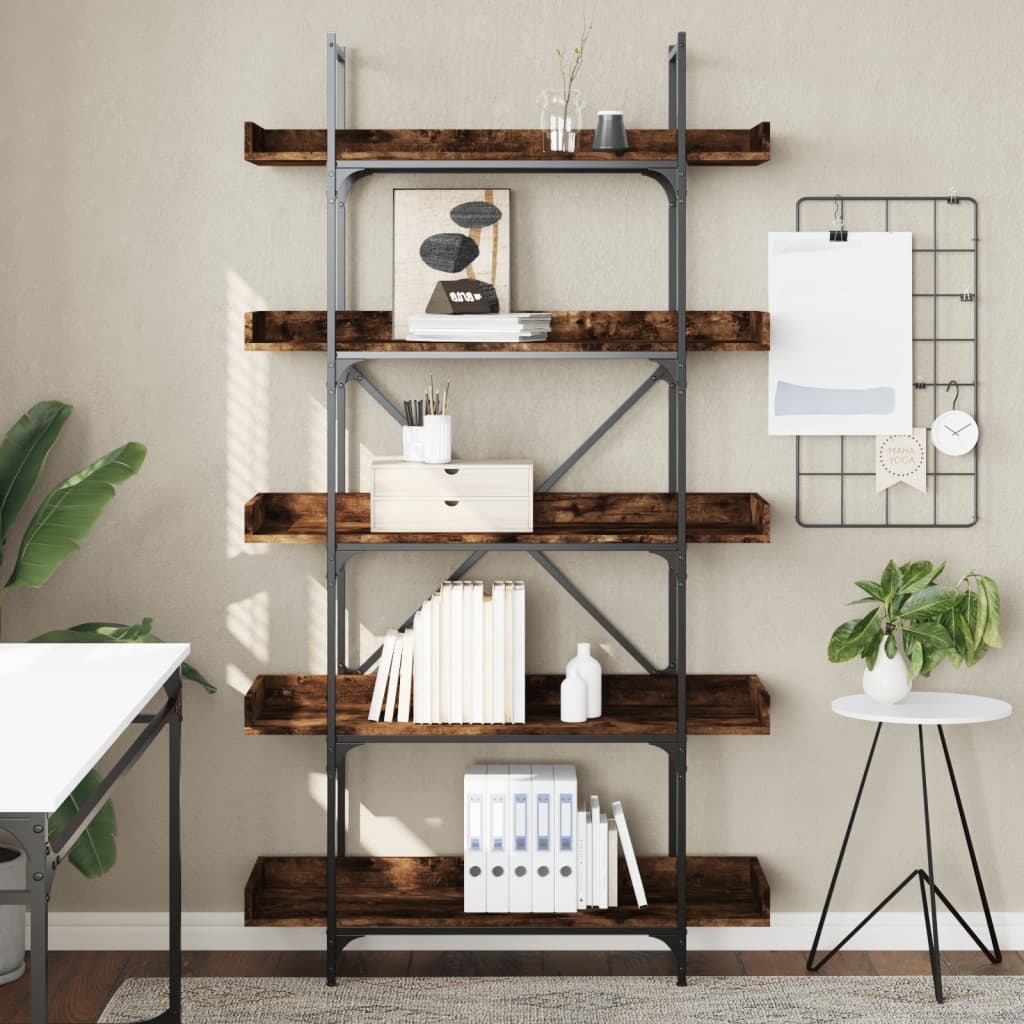VidaXL Boekenkast 5-laags 100x33x180,5 cm bewerkt hout gerookt eiken