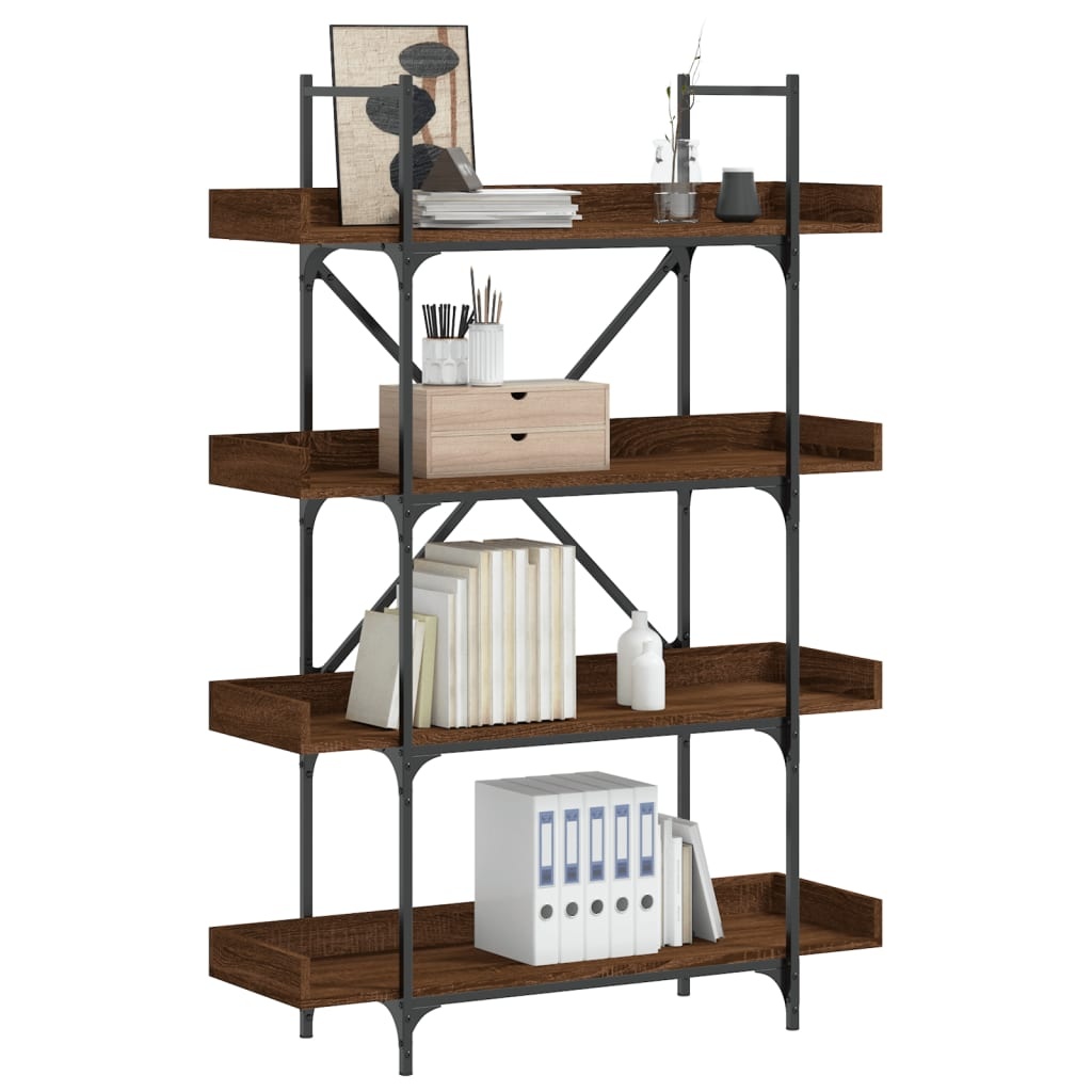 VidaXL Boekenkast 4-laags 100x33x145,5 cm bewerkt hout bruineikenkleur
