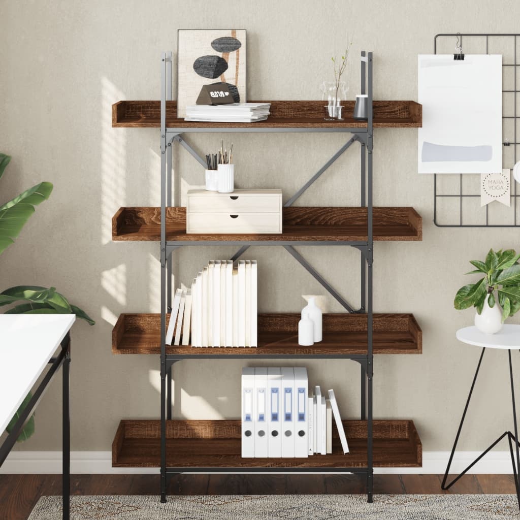 VidaXL Boekenkast 4-laags 100x33x145,5 cm bewerkt hout bruineikenkleur