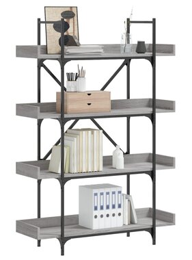 VidaXL Boekenkast 4-laags 100x33x145,5 cm bewerkt hout grijs sonoma