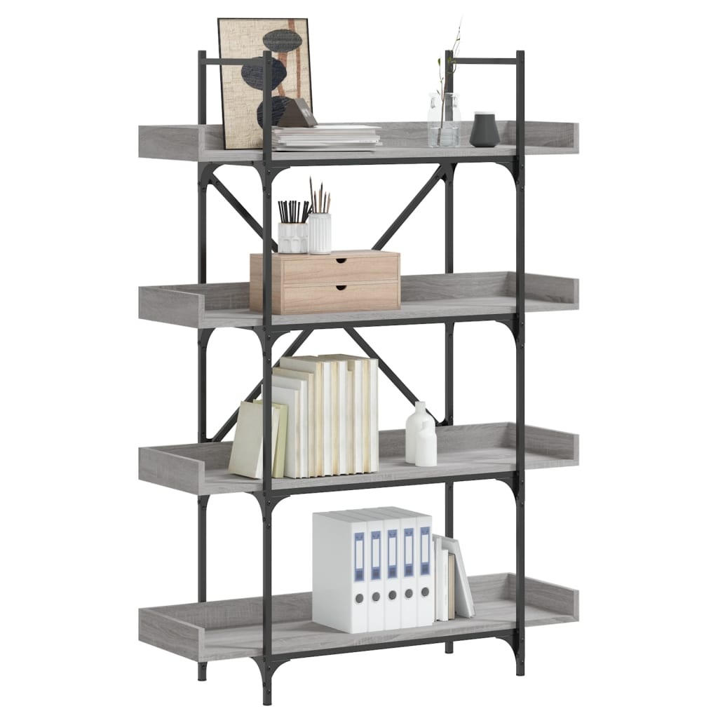 VidaXL Boekenkast 4-laags 100x33x145,5 cm bewerkt hout grijs sonoma