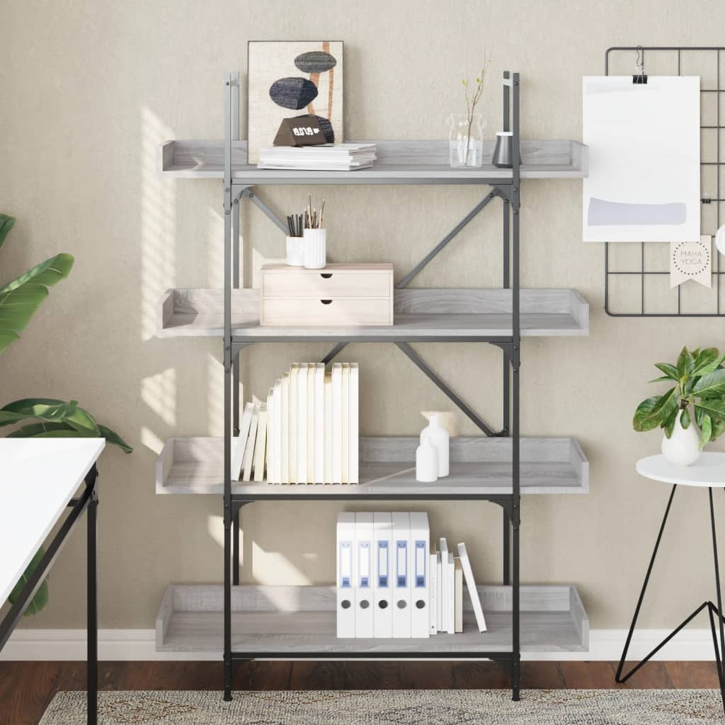 VidaXL Boekenkast 4-laags 100x33x145,5 cm bewerkt hout grijs sonoma