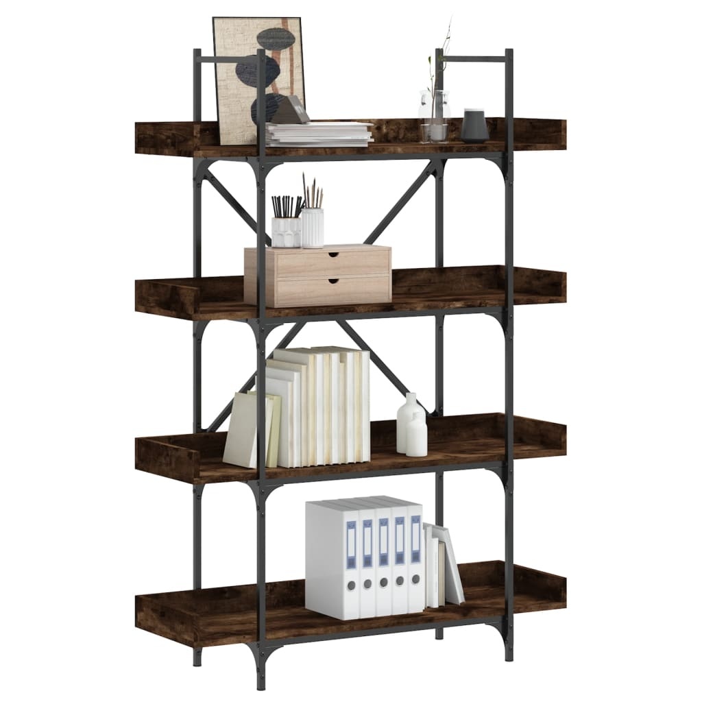 VidaXL Boekenkast 4-laags 100x33x145,5 cm bewerkt hout gerookt eiken