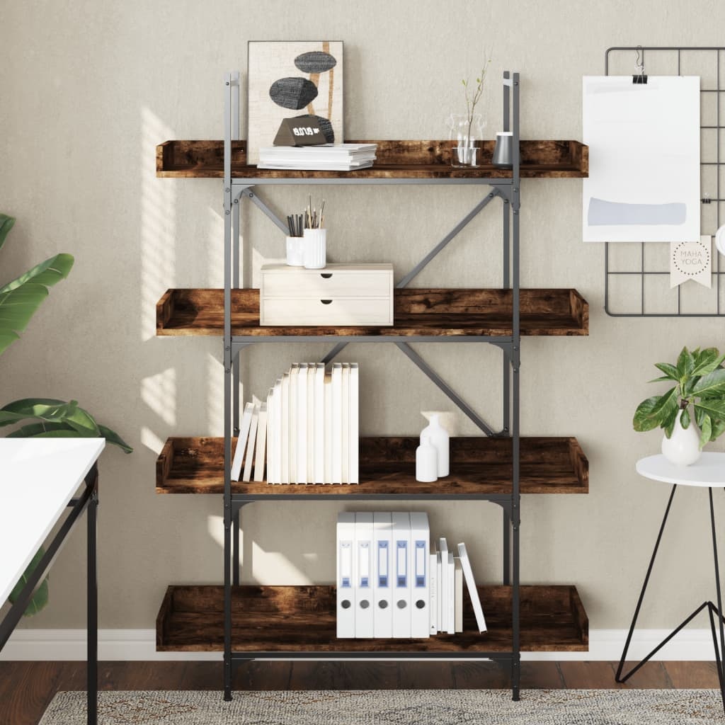 VidaXL Boekenkast 4-laags 100x33x145,5 cm bewerkt hout gerookt eiken