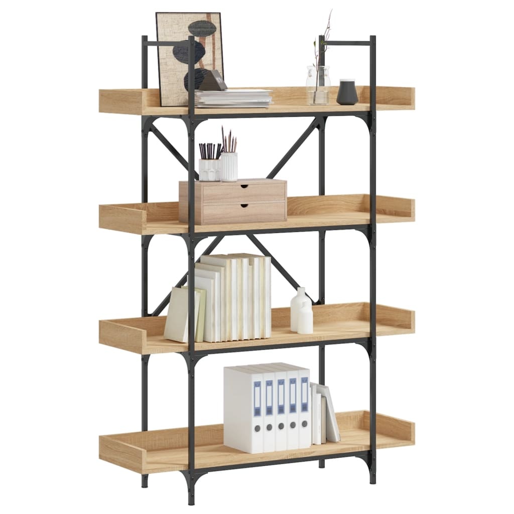 VidaXL Boekenkast 4-laags 100x33x145,5 cm bewerkt hout sonoma eiken
