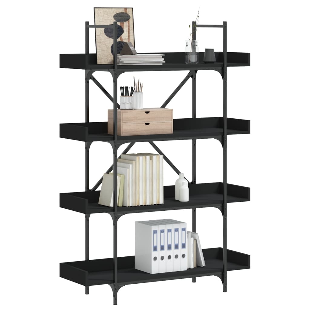VidaXL Boekenkast 4-laags 100x33x145,5 cm bewerkt hout zwart
