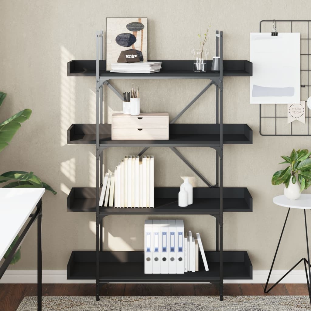 VidaXL Boekenkast 4-laags 100x33x145,5 cm bewerkt hout zwart
